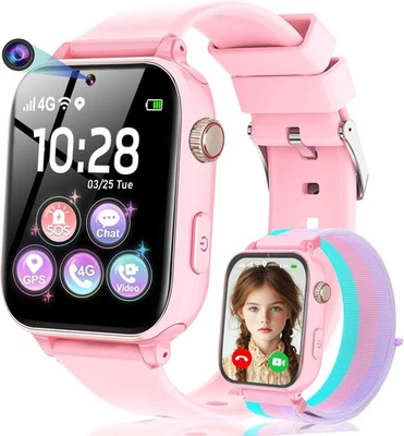 Smartwatch für Kinder Mädchen Armbanduhr Telefon GPS WLAN Kamera 4G ohne SIM - Bild 1 von 4