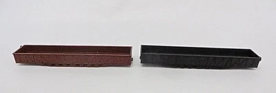 HO Pair Unmarked 50' Wood Sided Iron Braced Gondolas Black & Tuscan Red NoTrucks - Image 1 of 4