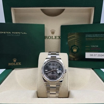 COMO NUEVO 2024 PAPELES Rolex Datejust 36mm 126234 Oyster Wimbledon Dial CAJA Foto 1 de 4