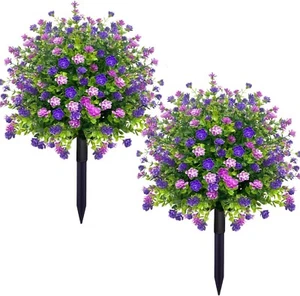 2 Pack 23" Artificial Topiary Boxwood Ball Trees with Ground Spikes UV Resistant - Picture 1 of 8