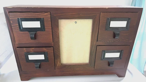 Wooden Desk Drawer Organizer Apothecary Craft Card Cabinet Office Supplies Tea Cover