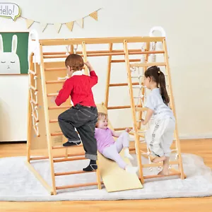 8-in-1 Jungle Gym Spielset Holz Kletterer Spielset mit Monkey Bars Natur - Bild 1 von 7