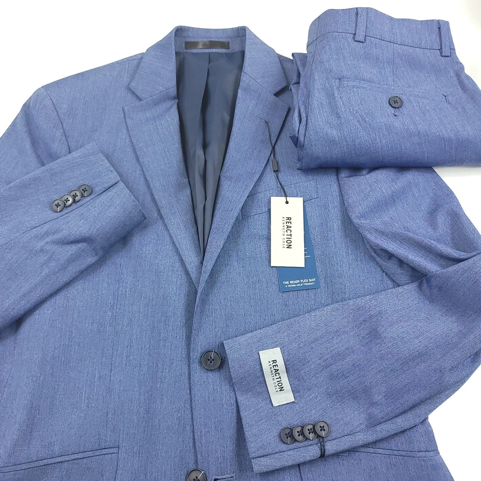 Kenneth Cole Reaction Denim Blue Two-Piece Suit w/ Pants Mens Size 36R X 29W - Image 1 of 4