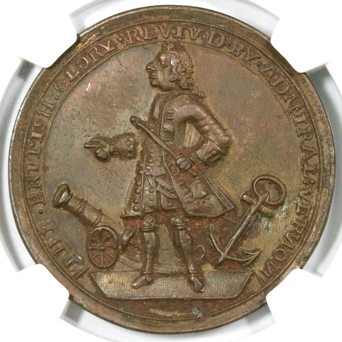 1739 ADAMS-PBvi-6-G NGC AU Details Admiral Vernon Porto Bello Medal Cover