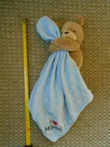 Child Of Mine Lovey Blue Security Blanket Brown Dog I Love Mommy Plush Baby Toy - Picture 1 of 6