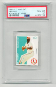 1989 ST VINCENT STAMPS KEN HILL CARDINALS ROOKIE CARD PSA 10 GEM MINT POP 1