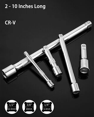 Extension Rod 1/4" 3/8" 1/2" Socket Extention Bars 2 - 10 Inches Long CR-V - Image 1 of 4
