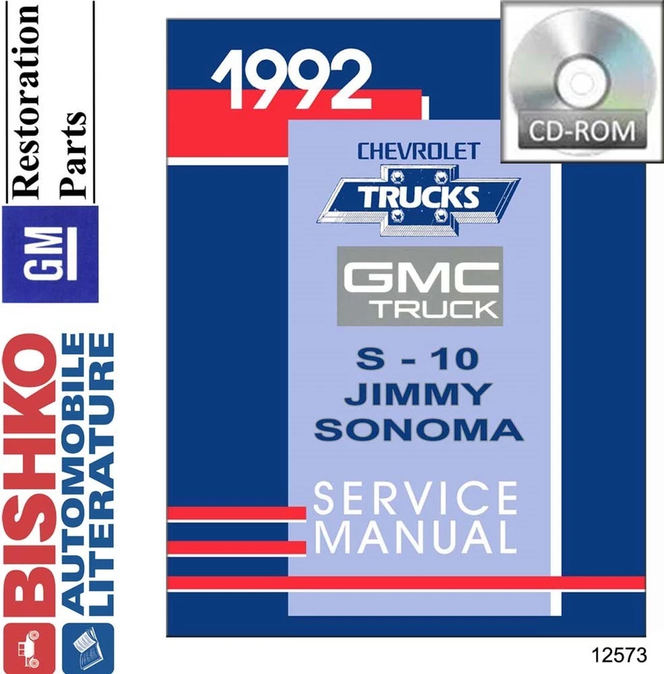 1992 Chevrolet S-10 Models & GMC Sonoma/Jimmy Shop Service Repair Manual CD - Imagem 1 de 1