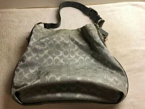 Coach Purse - Preowned - Gray Signature With Leather Handle - No B1176-F16538 - Picture 1 of 12