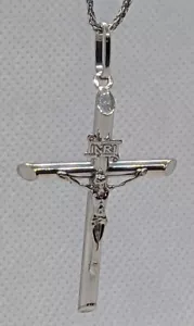 Kreuz Anhänger/Charm 14k Weißgold Italien, über 2 Zoll lang - Bild 1 von 11