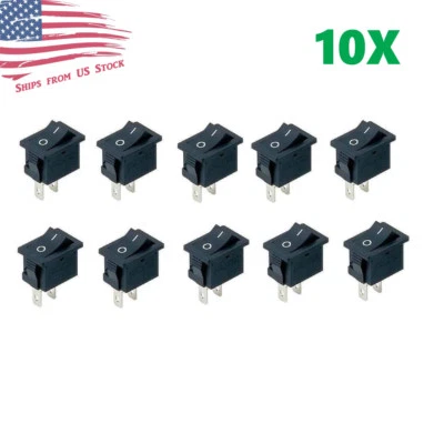 10PCS MINI Rocker Switch 2 Pin ON-OFF SPST 125VAC/6A 250VAC/3A Black 117S US - Image 1 of 4