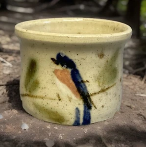 Vintage signierte Bluebird Vogel Mini Topf Vase Marietta Run Athen Ohio Keramik - Bild 1 von 7