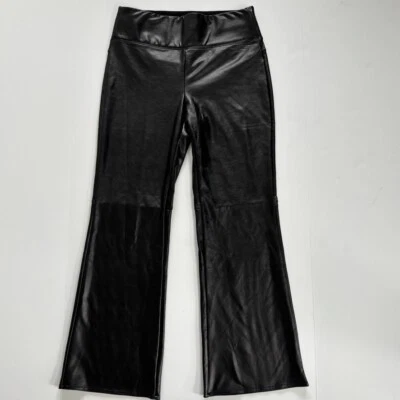 Vince Camuto Faux Leather Pants Sz S Black Flare Moto Biker Baddie - Image 1 of 4