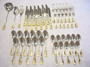 FB ROGERS GOLDEN OLD VIENNA FLATWARE CHINA 49-PIECES - Picture 1 of 19