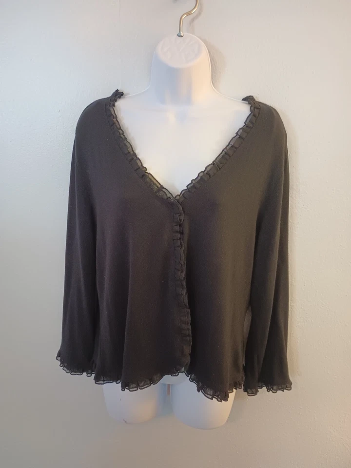 Suéter Studio 1940 con volantes transparentes gótico todo negro para mujer L Foto 1 de 4