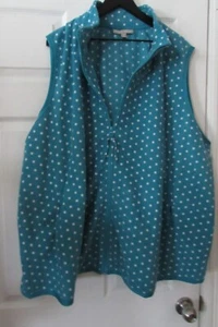 WOMAN WITHIN size 4X 34/36 polyester fleece zip jacket-vest w/pockets BLUE DOT - Picture 1 of 5