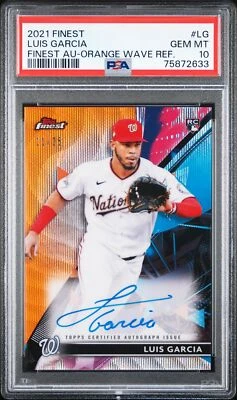 2021 Topps Finest Luis Garcia Orange Wave Refractor Auto RC PSA 10 /25 - Image 1 of 2