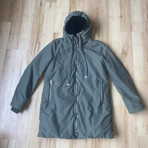 Zara Olive Green Parka Coat Faux Fur Lined Hooded Winter Warm Size S - Picture 1 of 7