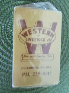 Western Livestock co. Dickinson No. Dak. Cows,Pigs,Hogs PLAYING CARDS - Picture 1 of 4