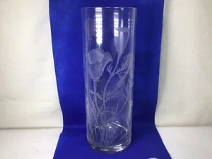 PP66 Vintage Old Mid Century Cut Very Delicate Floral Pattern Glass Vase - Picture 1 of 9