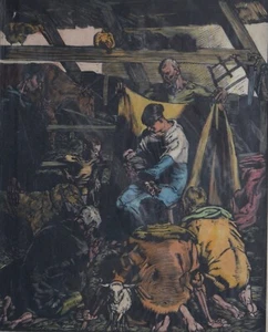 Frank  Charles MEDWORTH (1892-1947)   Nativity  Colour Wood Engraving dated 1926 - Picture 1 of 4