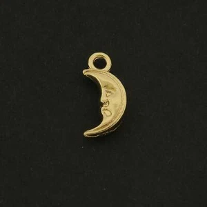 14k Moon Charm - Crescent Moon Pendant - 14k Gold Plated Brass - GLD770 - Picture 1 of 1