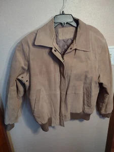 ST JOHN'S BAY VINTAGE BOMBER TAN SUEDE LEATHER AVIATOR JACKET MEN'S MEDIUM - Picture 1 of 3