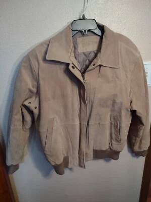 ST JOHN'S BAY VINTAGE BOMBER TAN SUEDE LEATHER AVIATOR JACKET MEN'S MEDIUM - Image 1 of 3