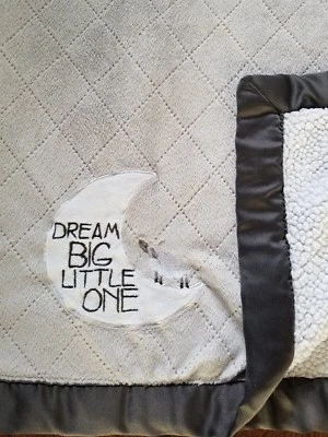 Carters Dream Big Little One Gray Blanket Moon Sheep Satin Trim White Sherpa - Image 1 of 3