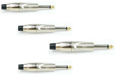 ADAM HALL 4 x Mono Klinkenstecker 6,3 mm vergoldet Klinke Kabel Stecker Neutrik kompatibel