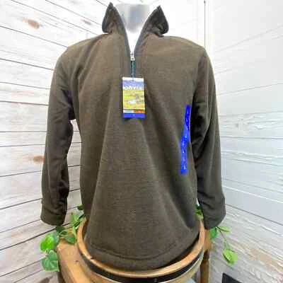 Orvis NWT 1/4 Zip Pullover Fleece Lined Sweater Jacket Hand Pockets L Brown - Image 1 of 4
