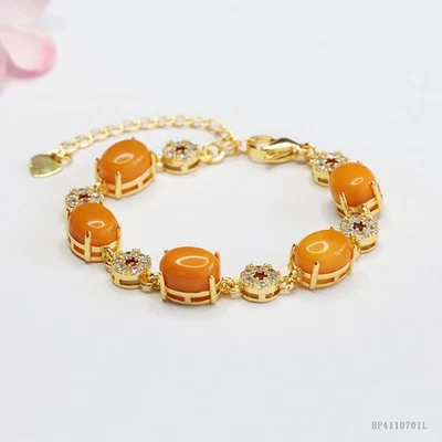 天然黄色蜂蜡琥珀手链抛光珠首饰手工制作 — 第 1/4 张图片