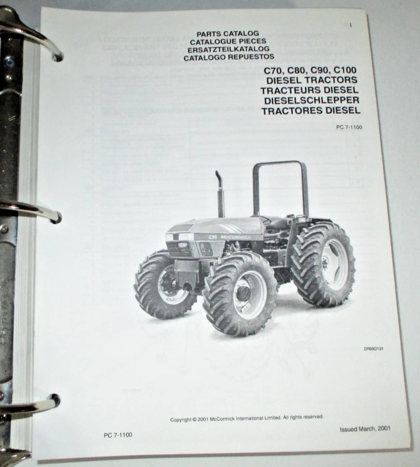 Libro manual de catálogo de piezas de tractor McCormick C70 C80 C90 C100 PC-7-1100 3/01 ¡OEM! Foto 1 de 4
