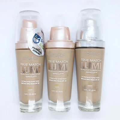 LOT OF 3 L'Oreal Paris True Match Lumi Foundation - Nude Beige W3 Warm - READ - - Image 1 of 3