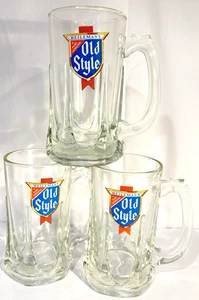 Juego de 3 tazas de taberna de cerveza de vidrio pesado estilo antiguo vintage de Heileman's de 5 3/4" de alto - Imagen 1 de 7