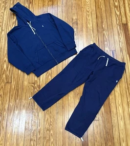 Polo Ralph Lauren Fleece Full-Zip Fleece Sweatsuit Set Navy Blue Mens Size XXL - Picture 1 of 5