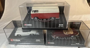 Set of 3 CORGI CLASSICS 1:43 PORSCHE 356, VW Van, Jaguar E Type Open Top (Y11) - Picture 1 of 13