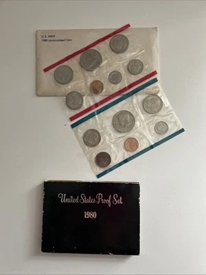 1980 US Mint Proof  Set AND 1980 Uncirculated 13 Coin Set PDS - Image 1 of 4