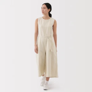 MUJI Womens Organic Cotton Hemp Twill Jumpsuit Ivory FedEx - Picture 1 of 10