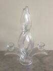 Superb Quality FRENCH Art Glass Candleabra Intertwined Design MINT Etched mark