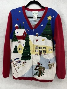 Quacker Factory Embellished Christmas Home Tree Sweater Angel Peace Size M A34 - Picture 1 of 13