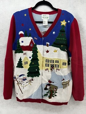 Quacker Factory Embellished Christmas Home Tree Sweater Angel Peace Size M A34 - Image 1 of 4
