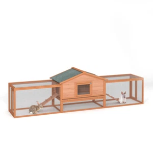 2-Story Large Wooden Rabbit Hutch with Ramps,Run Area & Waterproof Roof - Picture 1 of 15