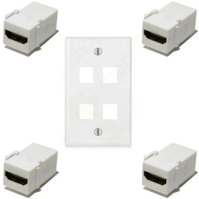 Placa de pared Ethernet 4 HDMI acoplador Jack combo hembra a hembra sin necesidad de cableado  Foto 1 de 3