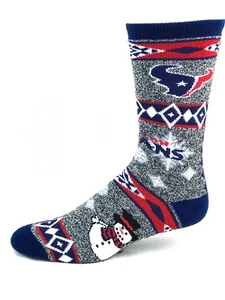 Houston Texans Fútbol Navidad Vacaciones Muñeco de Nieve Deuce Crew Calcetines - Imagen 1 de 3