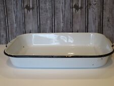 Vintage White w/ Black Trim Enamelware Rectangular Wash Pan ~ 15.5"x11"