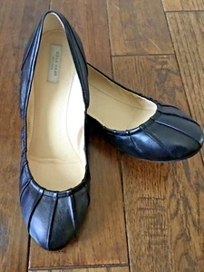 COLE HAAN GRAND.OS Monique Women's Leather Pleated Ballet Flats Black Size 9.5B - Picture 1 of 8