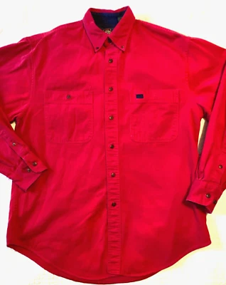 NEW Greatland Men MEDIUM Long Sleeve Red Button Pocket Western Dress Shirt  - Image 1 of 4
