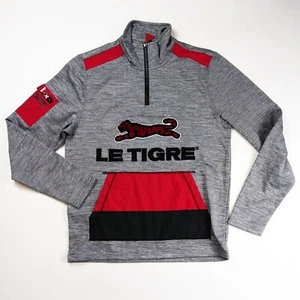 Le Tigre Herren 100 % authentisch L/S ausgefallener reicher Reißverschluss Pullover Größe Medium grau Logo - Bild 1 von 7
