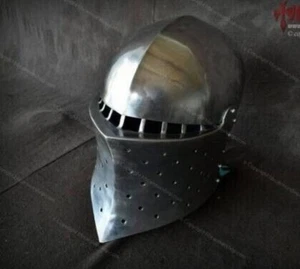 18 Gauge Steel Helmet Medieval New Templar Knight Helmet Armor Cosplay Replica - Picture 1 of 10